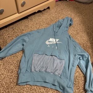 Nike Men's Teal Hoodie with Gray Pocket
